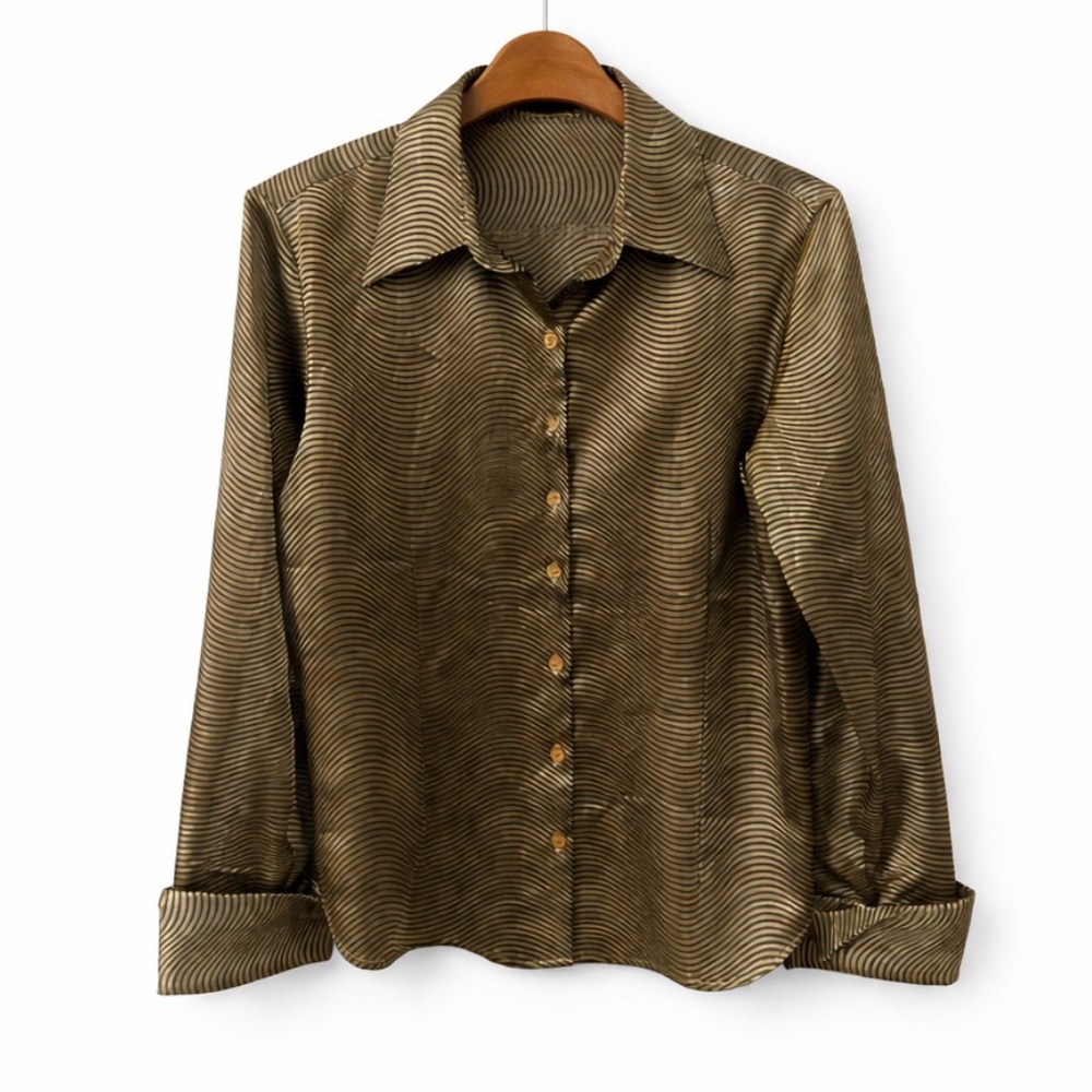 Elegant Gold Button-Up Blouse